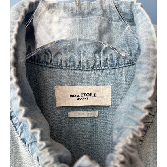 Isabel Marant Etoile Marvin Chambray Denim Jumpsuit 34 Long Sleeve Cotton - Picture 3 of 9